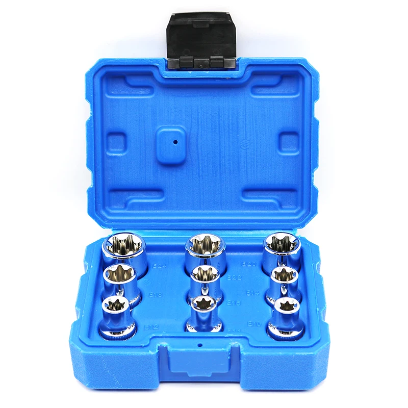 

9pc 1/2" Torx Star Bit Female E Socket Set Combination Drive Socket Nuts Set For Auto Car Repair Hand Tool