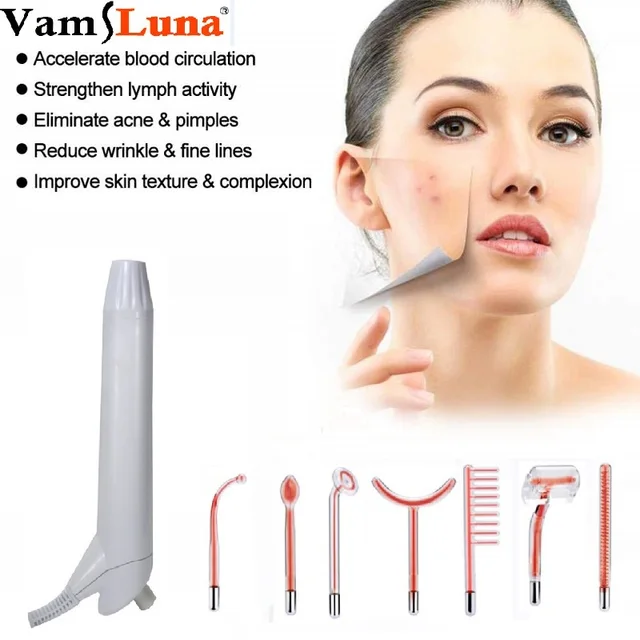 7 Pcs High Frequency Facial Machine Parts, Portable High Frequency Skin