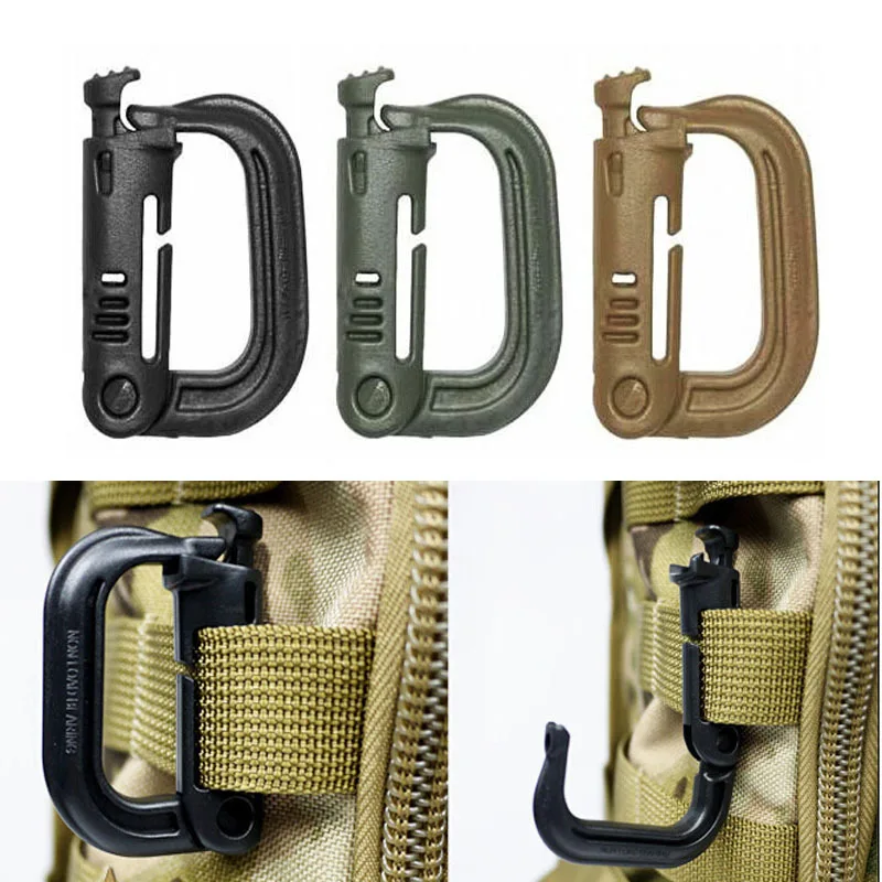 5pcs D shape Outdoor Tactical Plastic Carabiners Backpack Bag bing
