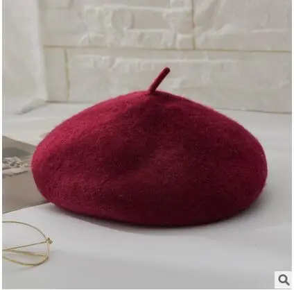 Ymsaid, новинка, Хит, модная женская Повседневная Классическая однотонная простая шапка s, шапки для женщин, Осень-зима, шерстяная шапка для художника, береты - Цвет: wine red