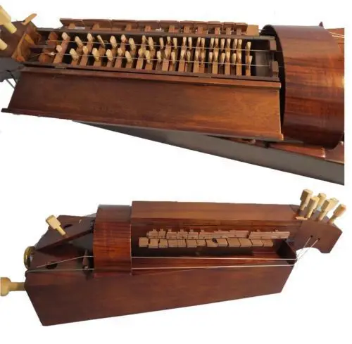 Ручная работа из твердой древесины 6 струн 24 клавиши красивый темно-коричневый Hurdy гурди