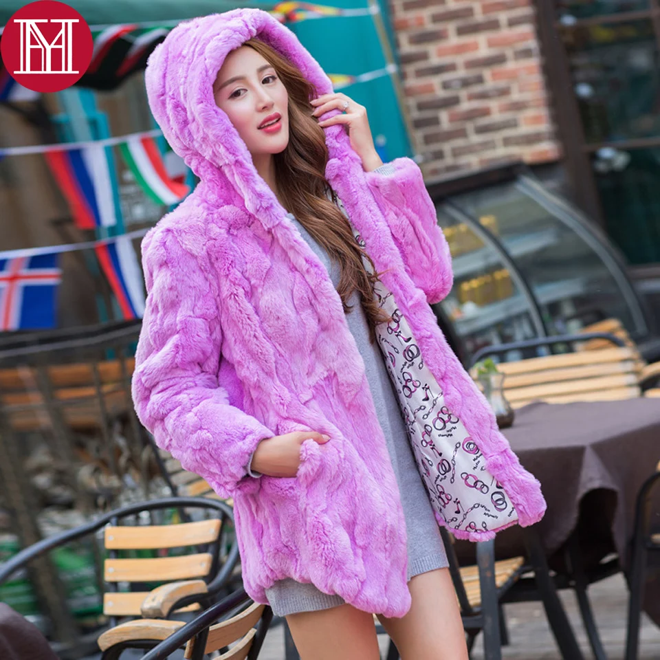 

100% Real Natural Rex Rabbit Fur Coat 2019 Real Rex Rabbit Fur Jacket Warm Thick Fur Fashion Overcoat Wholesale Factory Retail