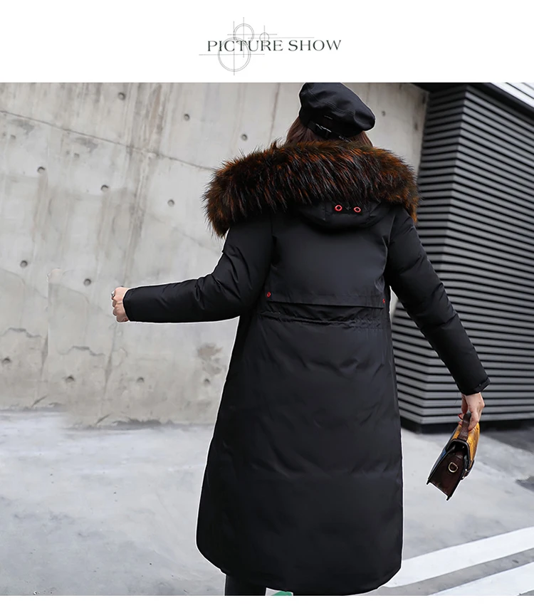 Новинка года; зимние парки в Корейском стиле с капюшоном и меховым воротником; двустороннее длинное пальто; тонкая хлопковая одежда с длинными рукавами