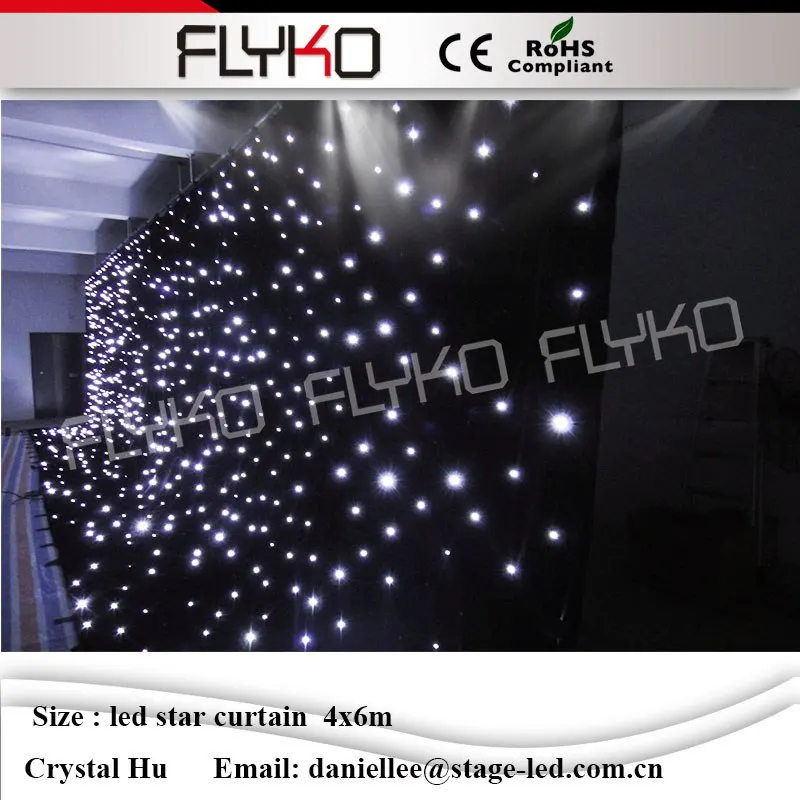 

Good quality led star curtain white backdrop for wedding decoration and SD controller led light starry sky lighting 4m*6m