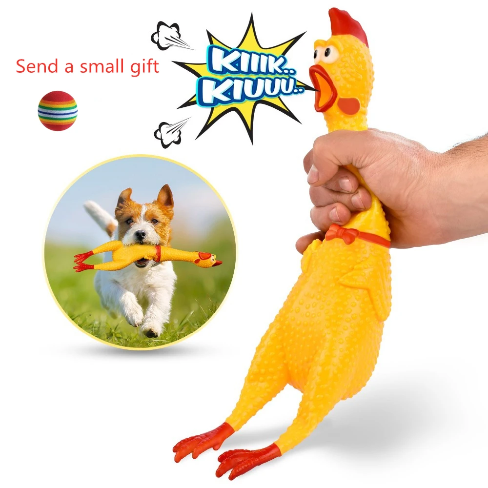 

Pets Dog Toys Screaming Chicken Squeeze Sound Toy for Dogs Super Durable & Funny Squeaky Yellow Rubber Chicken Dog Chew Toy