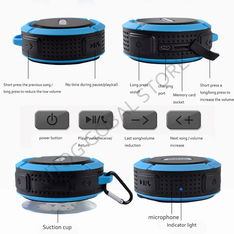 Водонепроницаемая Bluetooth Колонка VITOG C6 портативная беспроводная мини IP65 с