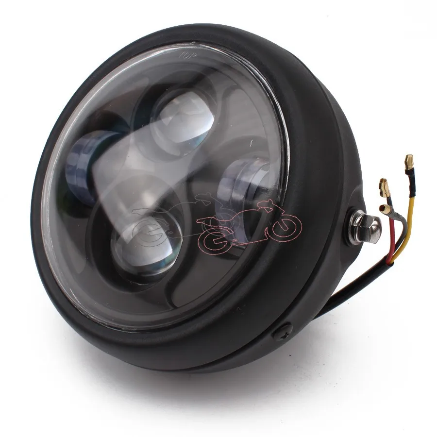 

1x Motorcycle Black Retro Hi-Low Bean White LED 6.3" Clear Lens Front Headlight for Honda CB100 CB125S CL GN125 CG125 Cafe Racer