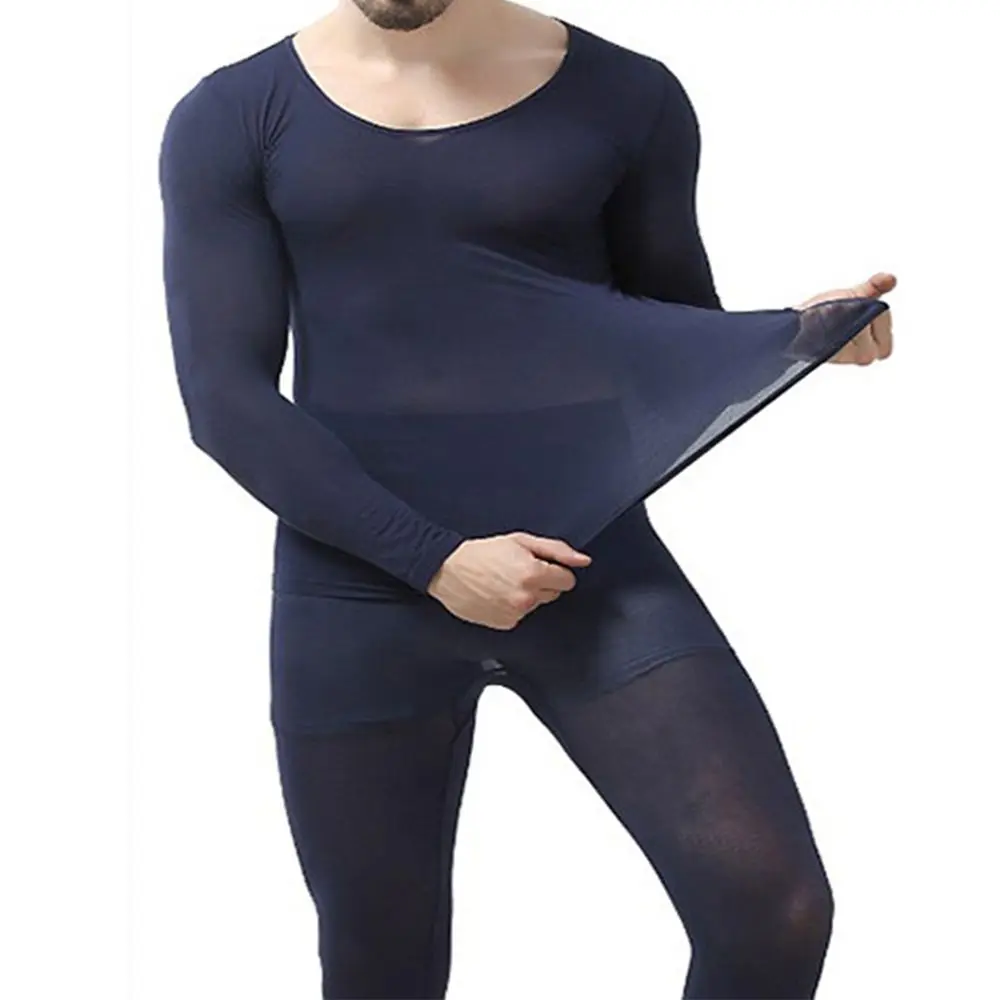 

1 set Hot Winter Clothes Mens Warm Good Elastic Slimming Thermal Underwear Black Ultra Thin Light Long Johns