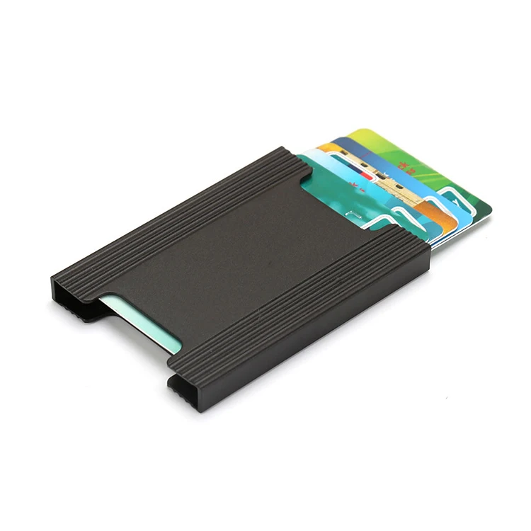 Блокирующий RFID алюминиевый держатель для карт Id карты минималистичный кошелек передний карман кошелек EDC защитный чехол для банковских карт - Цвет: Черный