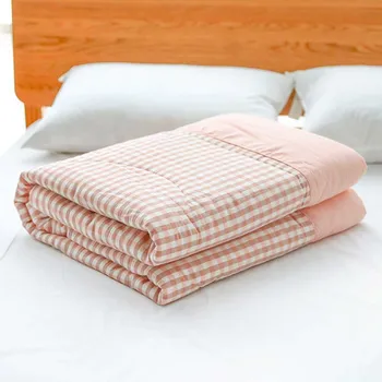 

New Plaid Air Condition Summer Blanket Comforter Single Double People Siesta Blankets for Adults Kids Travel Coverlet Bedding