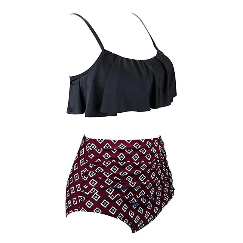 Women High Waist Bikinis Set Swimwear Swimuit Female Retro Beachewear Bikini Set 2019 new hoty sale #4A01 (5)