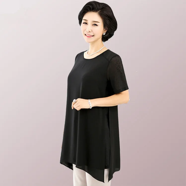 

Women's Blouses of large sizes 5XL 6XL Lady Black Short Sleeve Chiffon Shirt Clothing Loose Chiffon Blouse Plus Size Tops Female