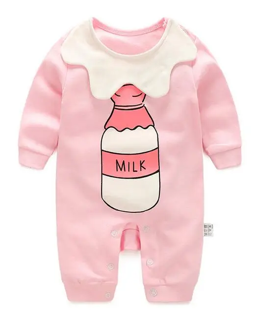 Комбинезон для младенца из натурального хлопка - Цвет: Pink Milk bottle
