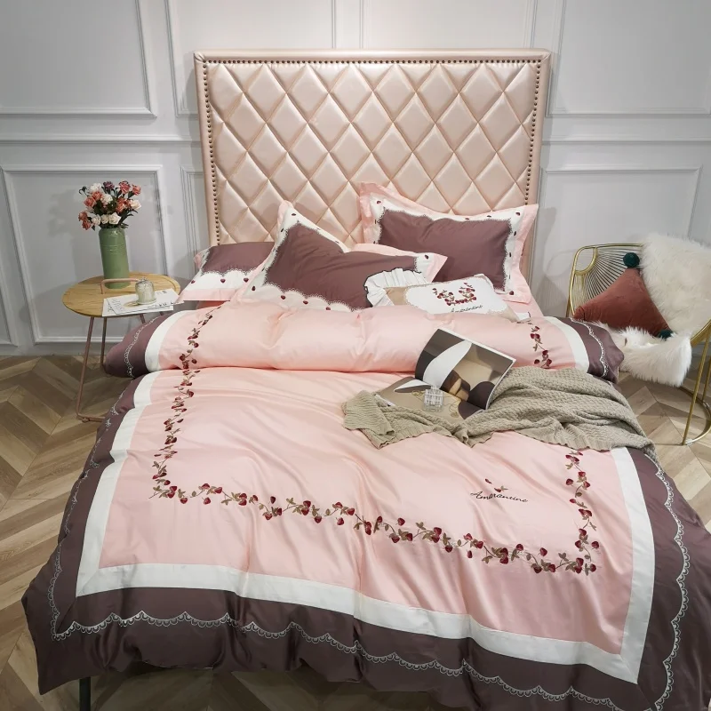 Waliicorners Home Bedding Sets brown egyptian cotton Soft duvet Cover embroidery Bed Set pillowcase King size Queen size 4pcs 16 IMG_20190113_121420
