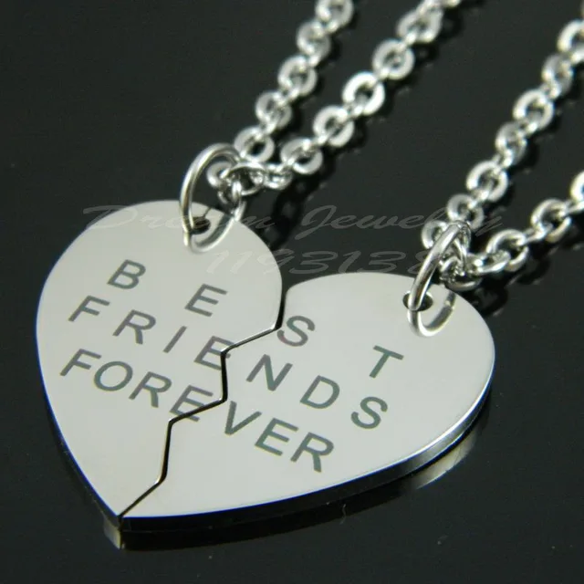new design broken heart 2 parts best friends forever logo 316l