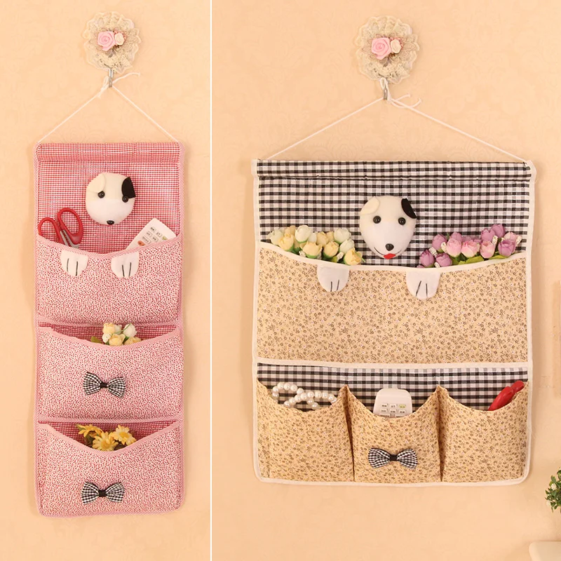 

Cartoon wall multi-layer door grocery sorting bags fabric hanging bag