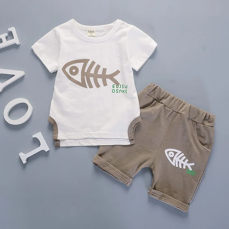 2018 New Born детская одежда унисекс комплект Летний стиль для маленьких мальчиков девочек короткий рукав лето топы, штаны 2 шт. одежда для детей