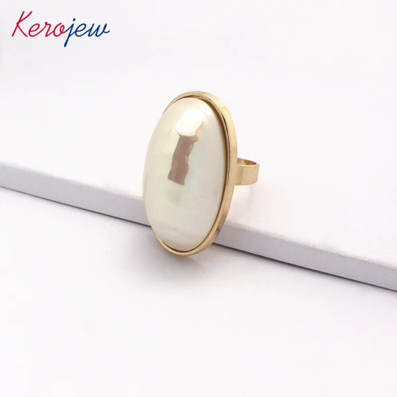 

Korean European America fashion geometric round pearl fashion jewelry Rings for women open size oorbelle boucle doreille femme