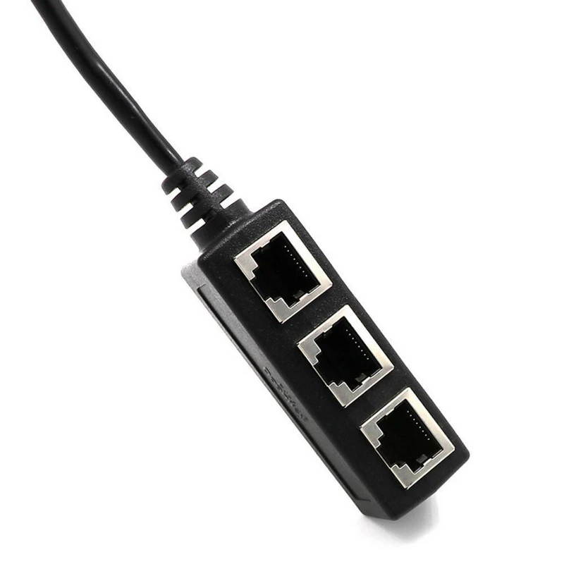Mayitr 1pc 1 to 3 Socket LAN Plug Splitter Black ABS RJ45 Extender Connector Adapter for Ethernet Network
