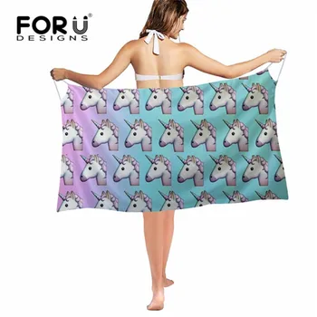 

FORUDESIGNS Cute Horse Printing Women Polyester Scarfs Rainbow Horse Pattern Beach Bikini Cover Ups Shawls for Female Scarves
