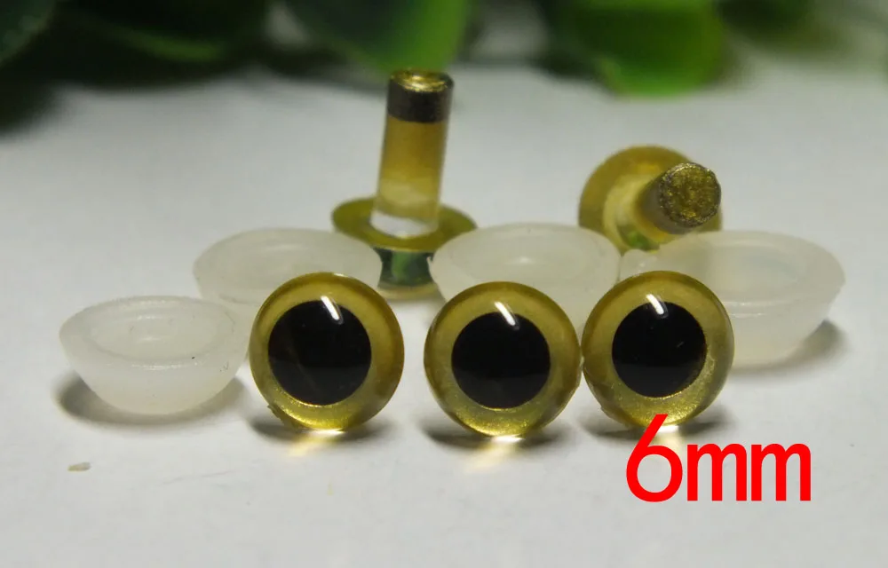 

free shipping!!! 100pcs/lot 6mm golden color Crystal safety eyes Animal Eyes Bear Eyes