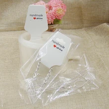 Горячая Новые оптовые изготовленные на заказ белые/крафт-бумажные ожерелья складные карты 100 шт+ 100 полипропиленовый пакет для ювелирных изделий ожерелье держатель карты