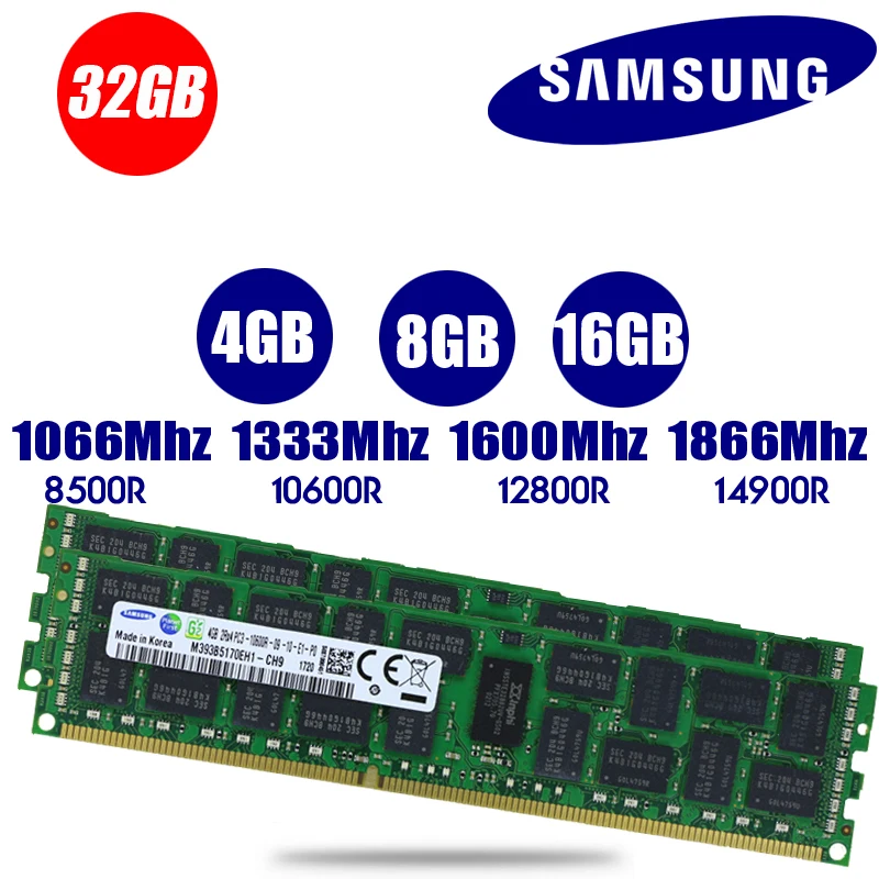 

Samsung Server memory 4GB 8GB 16GB 32GB DDR3 PC3 1066Mhz 1333Mhz 1600Mhz 1866Mhz 8G 16G 32g X79 X58 LGA2011 HUANANZHI