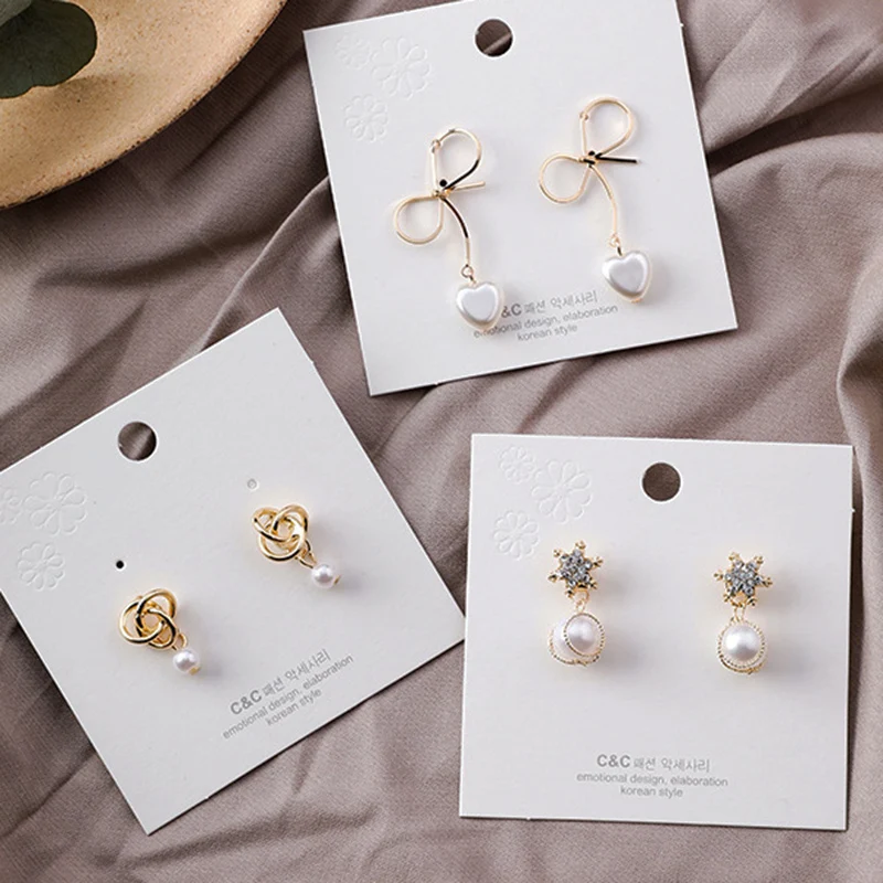 

Minimalist Gold Metal Bowknot Twisted Rhinestone Snowflake Heart Pearl Drop Earrings For Women Fashion Korean Jewelry Earring