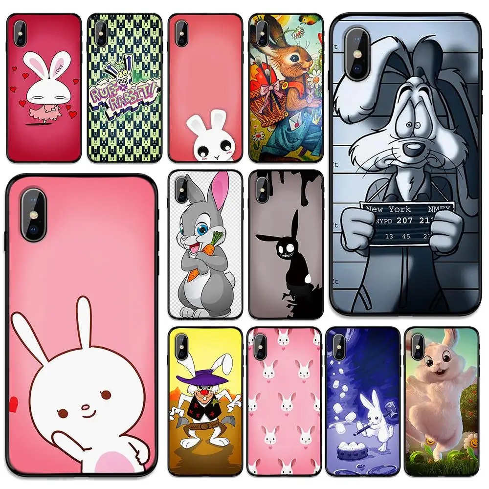Мягкий чехол из ТПУ с рисунком белого кролика для Apple iPhone 6 6S 7 8 Plus 5 5S SE X XS MAX XR