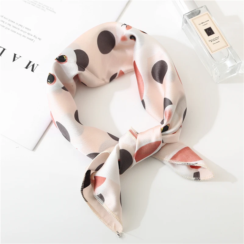 

Fashion Summer Cartoon Silk Square Scarf Women Shawls and Wraps New Rabbit Print Office Small Hair Neck hijabs foulard