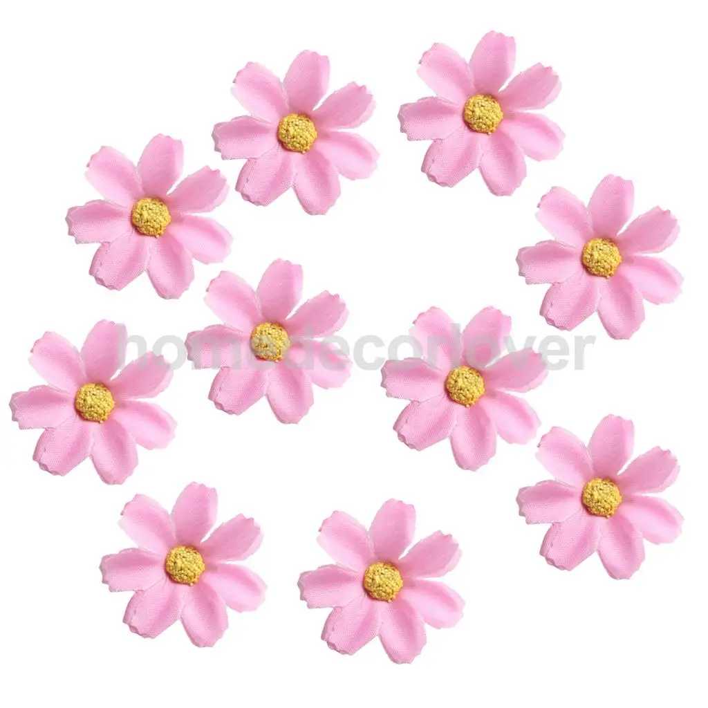 50pcs 4cm Silk Flower Daisies Flower Heads for Wedding/Car/Spring/Home/Garden Decoration Wreath DIY Floral Arts and Crafts