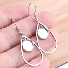 Onwear 10 шт. подходит 12 мм 8 мм основа для кабошона для серег настройки КАПЛЕВИДНАЯ рамка из нержавеющей стали Безель заготовки diy крючки для ушей фурнитура