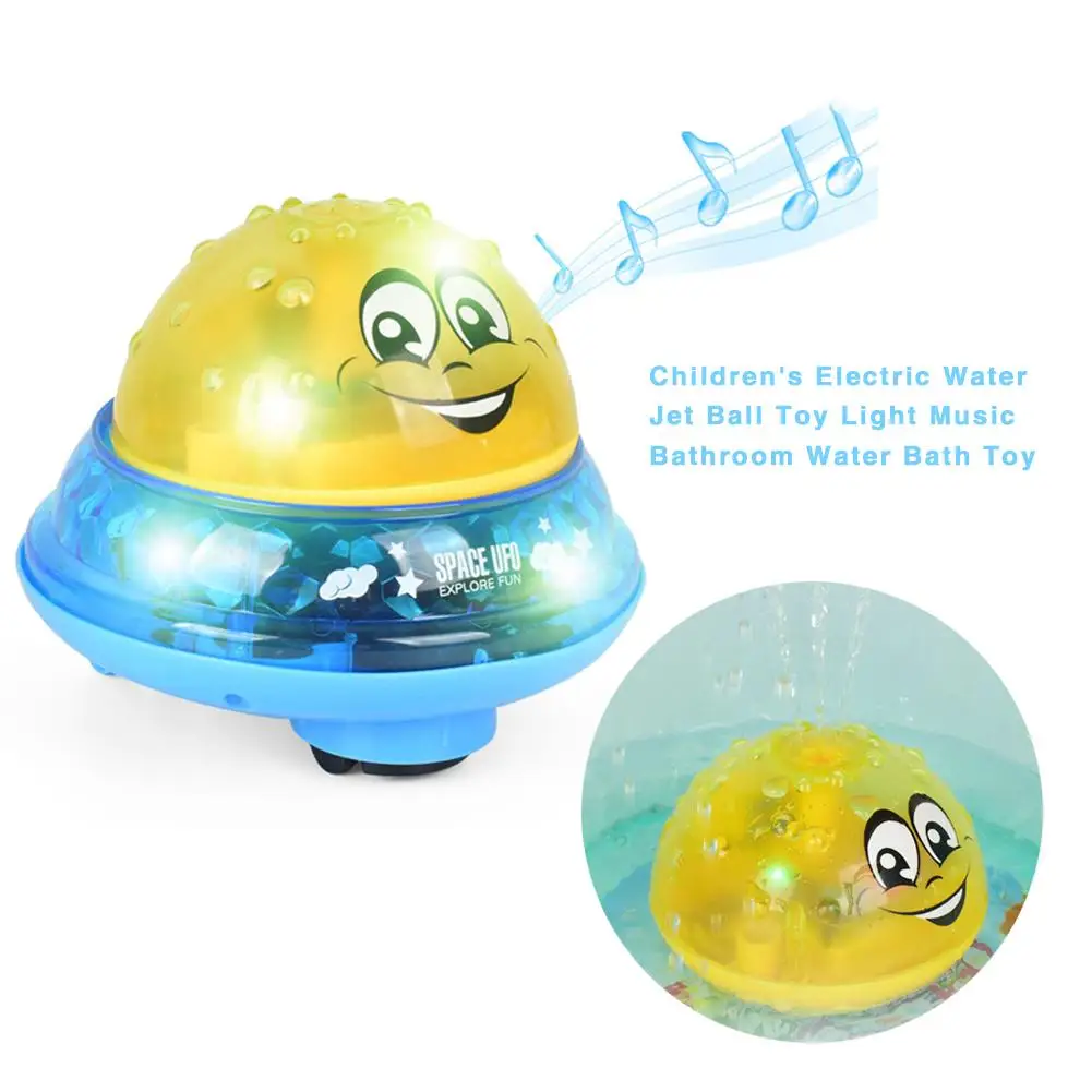 Электрический водный струйный шар Детская игрушечная лампа музыка ванная вода Ванна игрушка милый 3D космос, НЛО брызгающая игрушка
