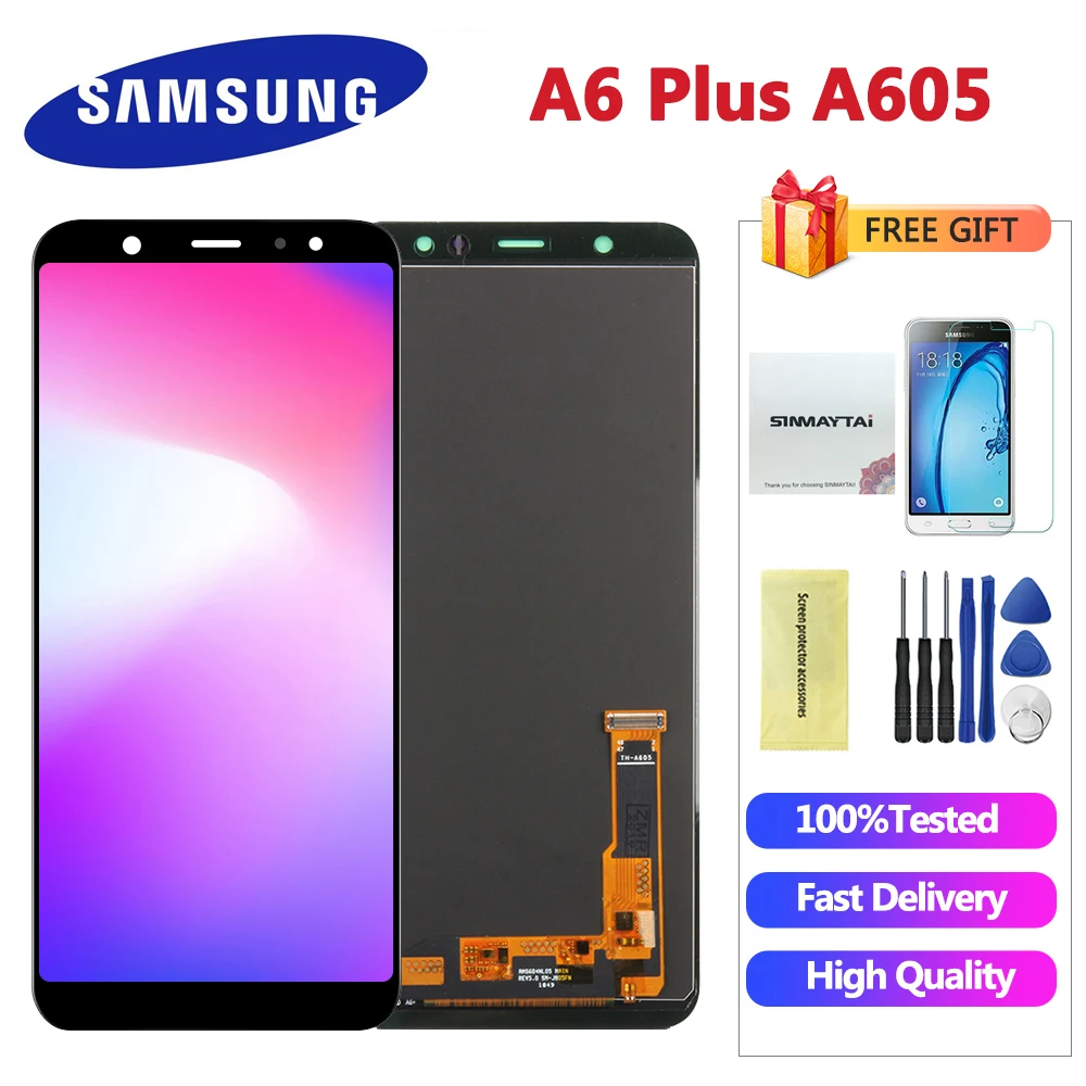 

6.0'' Display For Samsung Galaxy A6 Plus 2018 LCD A6+ A605 Touch Screen Digitizer Assembly For Samsung A6+ A605fd black lcd