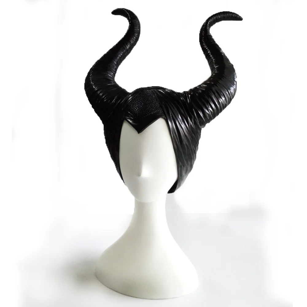 Trendy Genuine Latex Maleficent Horns Adult Women Halloween Party