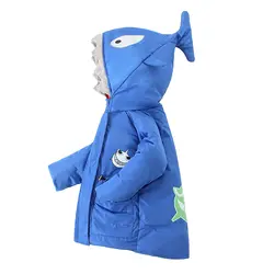 Дети мальчик теплое осеннее пальто куртки мультфильм Модные принты толстовка с капюшоном для малышей Верхняя одежда с длинными рукавами