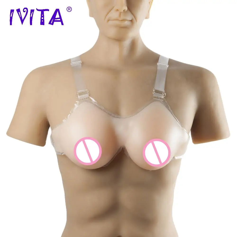

IVITA 1200g Round Silicone Breast Forms With Straps Soft Crossdresser Fake Boobs Enhancer Shemale Transgender Silicon Breasts