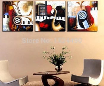 

Free shipping 3pc/set Art High Quality Abstract Paintings Musical Instruments Abstract Canvas Art Paintings Panel Art Wall Decor