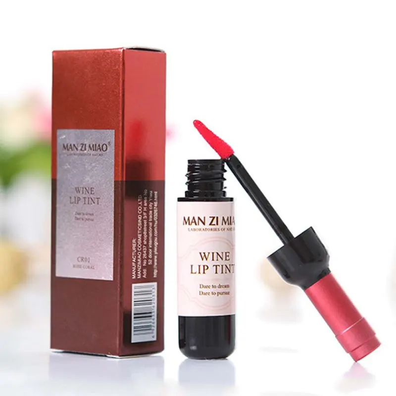 

New 6 Colors Red Wine Bottle Stained Matte Lip Gloss Tint Liquid Lipstick Easy to Wear Non-stick Lipgloss V2