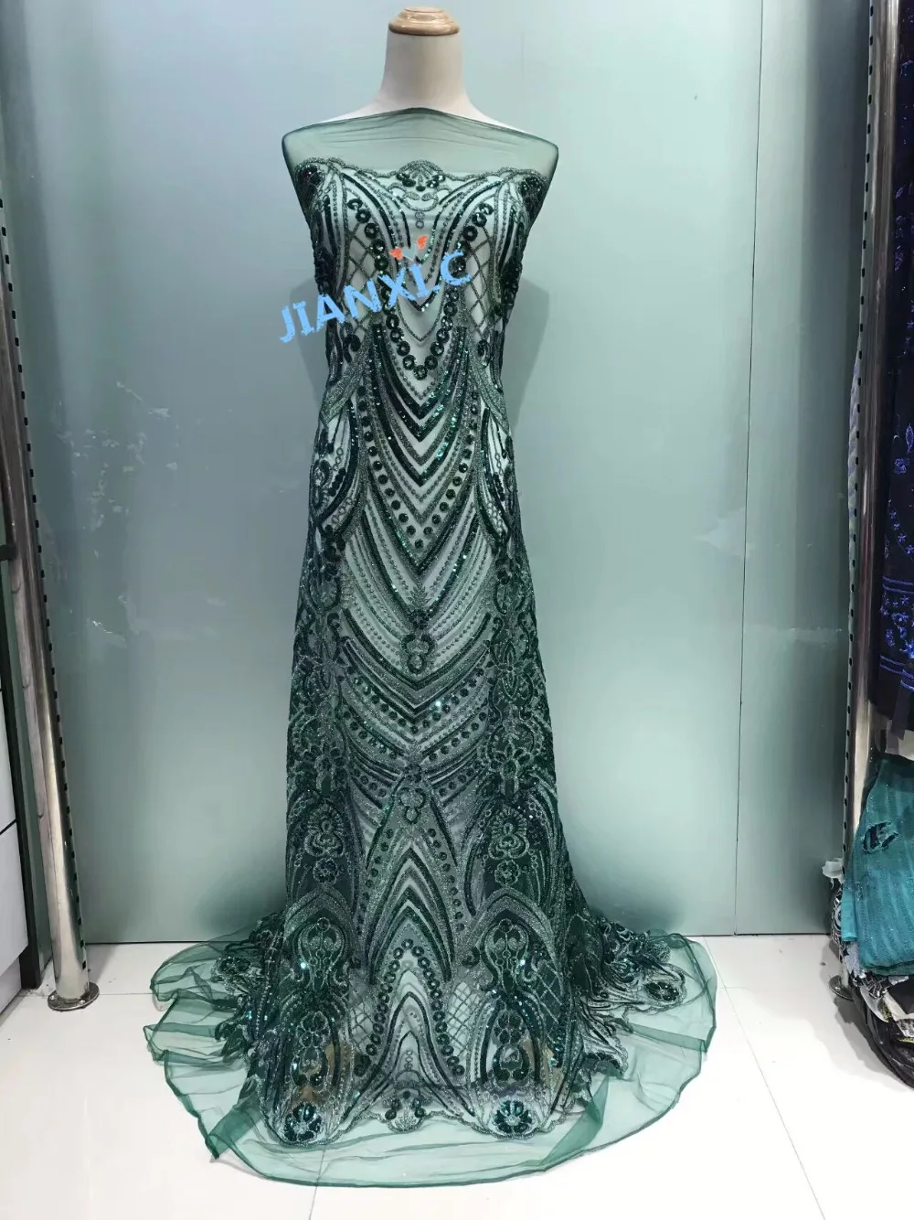 

David-112824 High Quality African french Lace Fabric unique Embroidered lace fabric with sequins