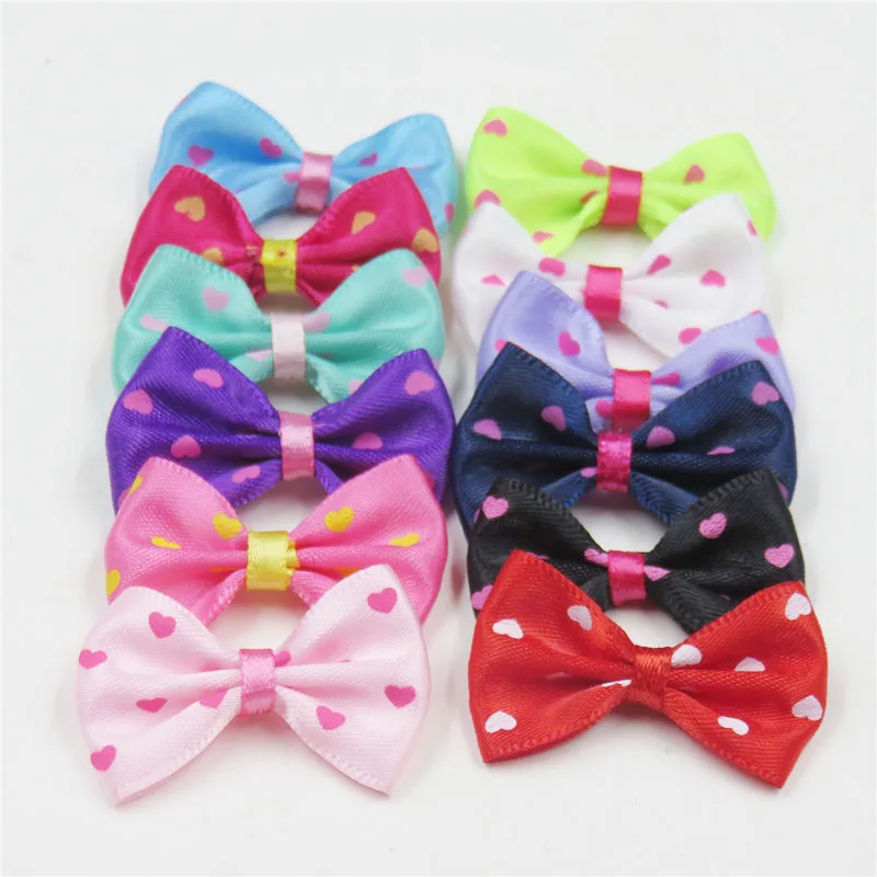 

2PCS/LOT Love Polyester Small Bow Hairpin For Girls Hair Tie Child Elastic Hair Bands Scrunchy Clips Hair Accessories For Kids