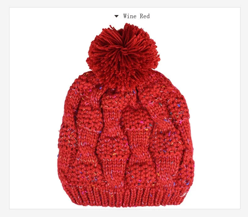 2015 New Autumn and Winter Thick Warm Solid Knit Women Hat Female Cap with lint (23)