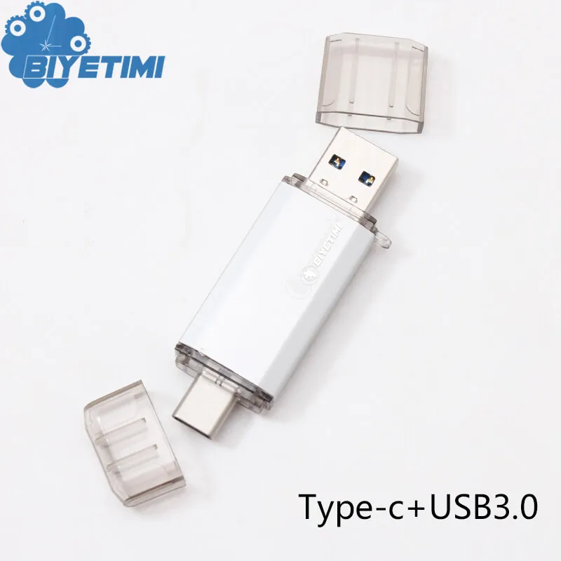 Usb флеш-накопитель Biyetimi 3,0 type-c для телефона и компьютера 16 ГБ 32 ГБ 64 ГБ реальная емкость u-образная Флешка для телефона Android - Цвет: Серебристый