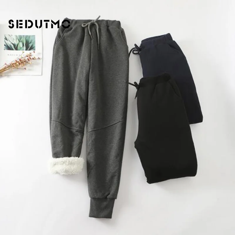 

SEDUTMO Winter Velvet Pants Women Warm Thick Harem Pant High Waist Loose Casual Black Sweatpants Streetwear Trousers ED595