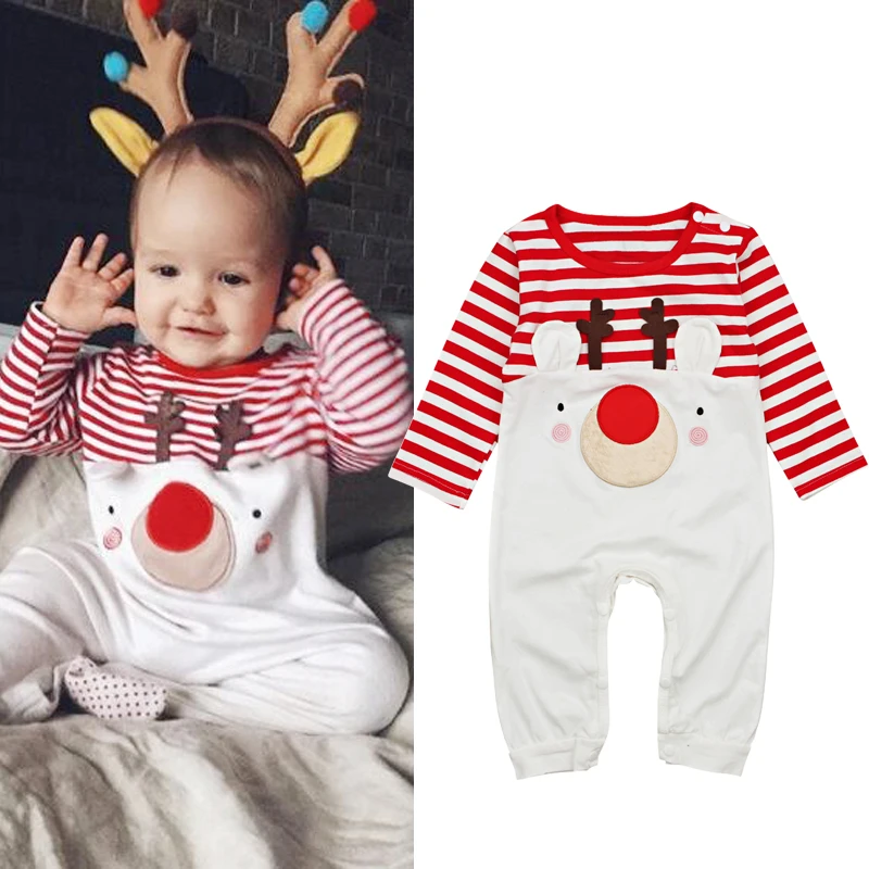 

Autumn and Winter Baby Romper 2018 New Santa Claus Boy Girls Baby Clothes Rompers Long Sleeves Stripe Christmas Infant Jumpsuit