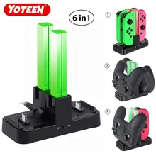 Yoteen для nintendo Switch 4 Joy-Con зарядное устройство 6 в 1 usb зарядная док-станция для 2 Pro зарядное устройство с светодиодный индикацией