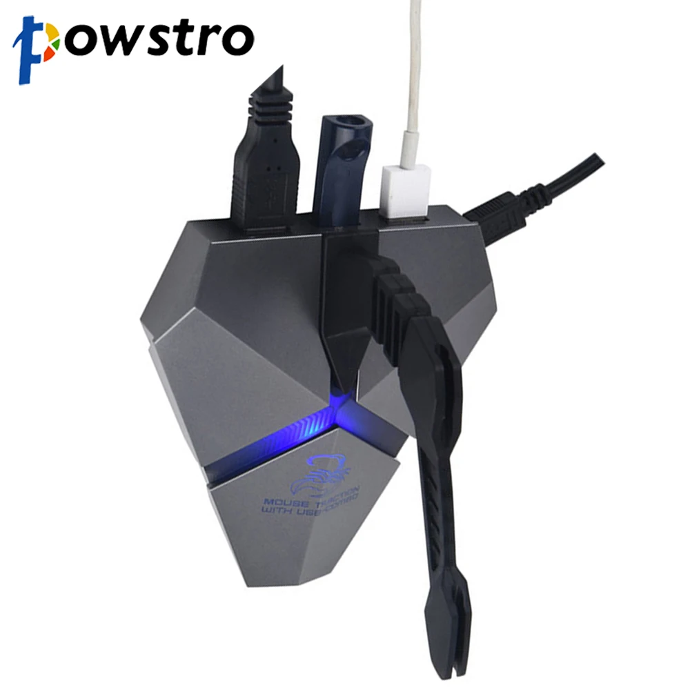 

High Speed 3-Port USB 2.0 Data Gaming HUB Mouse Bungee Splitter Micro SD TF Card Reader Clamp USB-COMBO 7Color Backlit LED Light