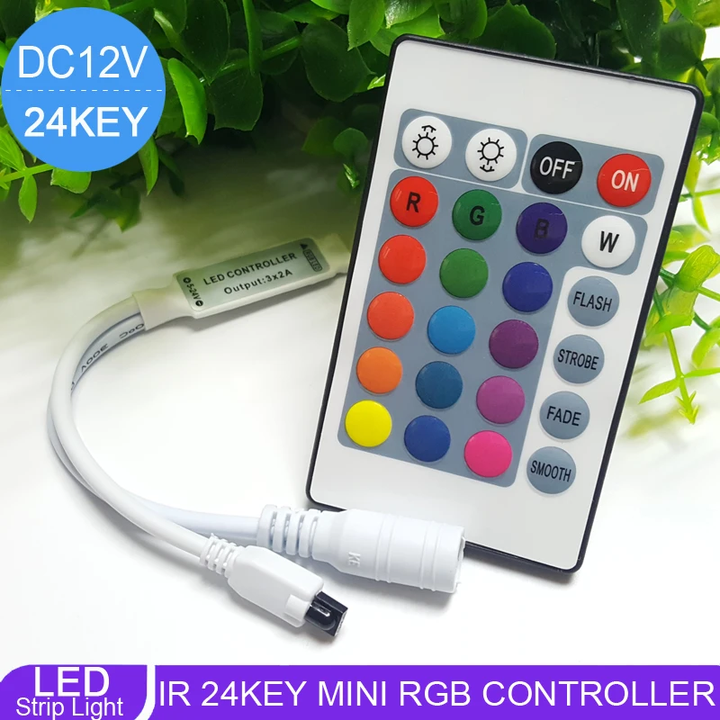 

DC 12V Mini 24key Remote Controller IR RGB RGBW Led Strip RGB Led Controller For SMD 3528 5050 5630 3014 LED Strip Lights