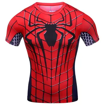 

Spider-Man Compression Shirt Raglan Sleeve 3D Printed Men T-shirts Fitness Male Quick Dry Bodybuilding short Sleeve Basketball