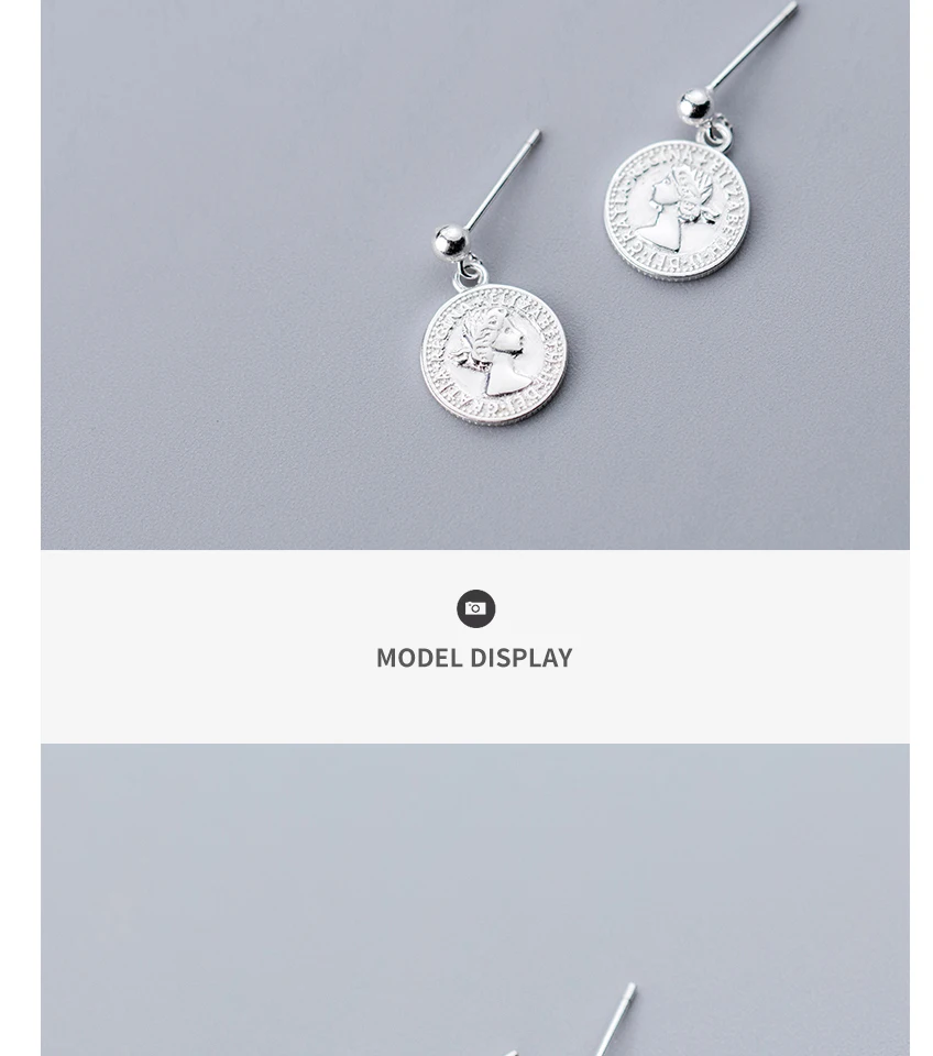 925 Sterling Silver New Vintage Coin Dangle Earrings For Women Head Portrait Drop Earrings Girls Bijoux Charming Jewellery 2019 (3)